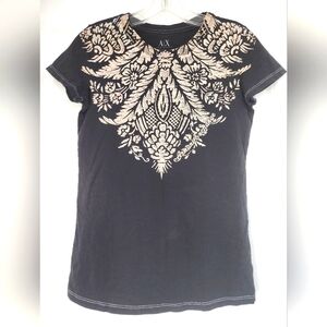 Armani Exchange womens Gray T-shirt with white design size Small